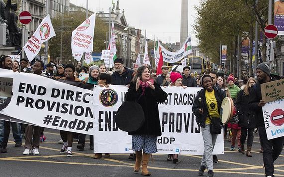 Scenes from 2017 of protests against Direct Provision in Dublin.