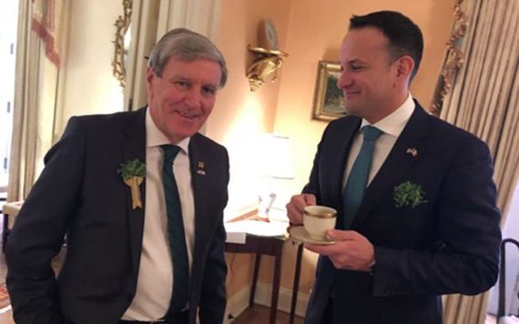 Irish Ambassador Dan Mulhall photographed with Taoiseach (PM) Leo Varadkar in Washington on St. Patrick's Day 2018.