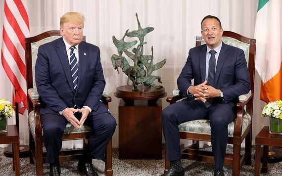 Donald Trump and Leo Varadkar speaking to the press at Shannon.
