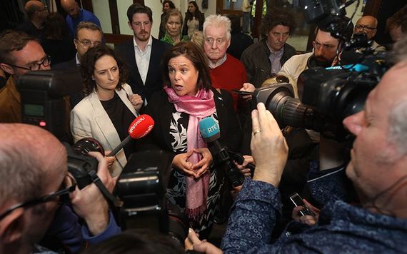 Mary Lou McDonald, Sinn Fein President speaking to the press after the election count.