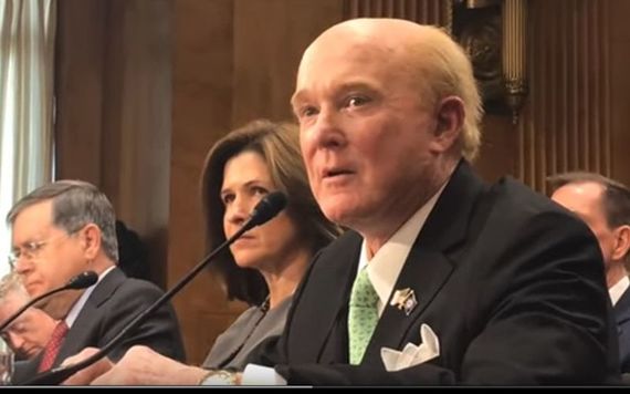 Edward Crawford providing testimony to the US Senate before he was appointed to the role of Ambassador.