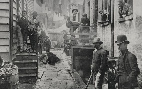 Famous photo taken by Jacob Riis, of Five Points, in New York city. 