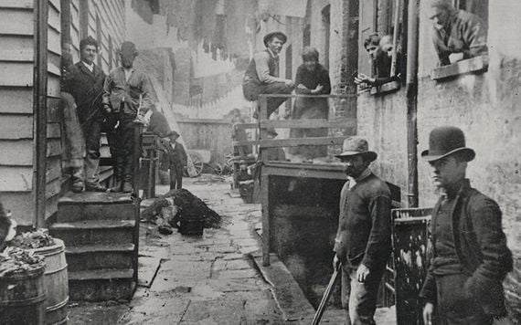 Bekende foto genomen door Jacob Riis, van Five Points, in New York city. 