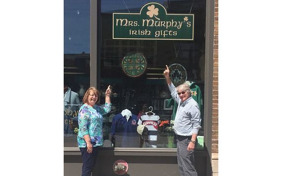 Dick and Sandy Murphy, outside Mrs. Murphy’s Irish Gifts.