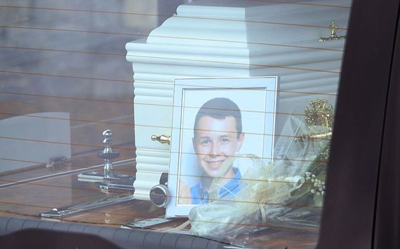 The hearse of Clodagh's oldest son Liam. Murdered aged 13.