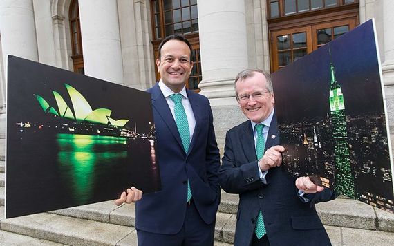 Leo Varadkar and Niall Gibbons launch  “Ireland’s Greening of the World” book for St. Patrick's Day.