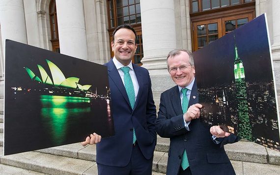 Leo Varadkar and Niall Gibbons launch “Ireland’s Greening of the World” book for St. Patrick's Day.