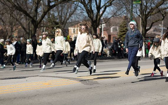 Irish dancers in the South Side Irish Parade, Chicago.