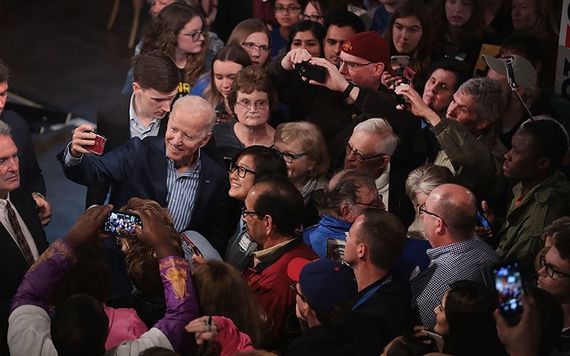 Joe Biden taking selfies with his fans earlier this week.