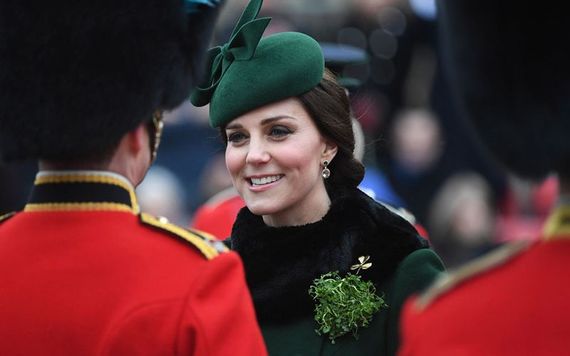 Duchess of Cambridge, Kate Middleton, wearing shamrock on St. Patrick's Day.