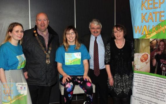 Mayor of Limerick Sean Lynch and Deputy Willie O Dea helped the O’ Sullivans launch Keep Kate Walking campaign in February 2018.