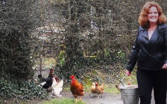 Kathleen Maloney out with the chickens in Ireland.