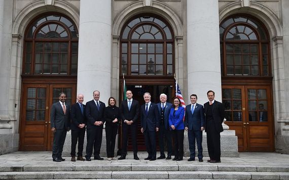 Irish leader Leo Varadkar with the US delegation to Europe, including Nancy Pelosi and Richard Neal.