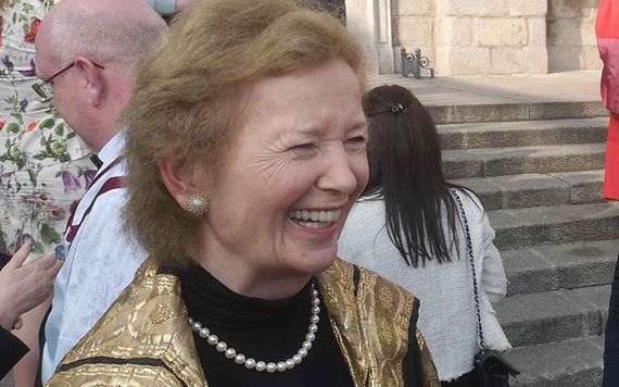 Mary Robinson photographed at Trinity College.