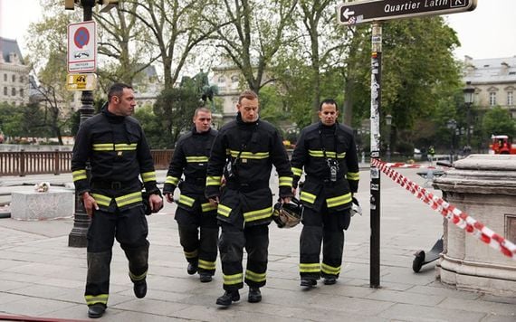 Paris firefighters leaving Notre Dame and crews continue to quash the fire.