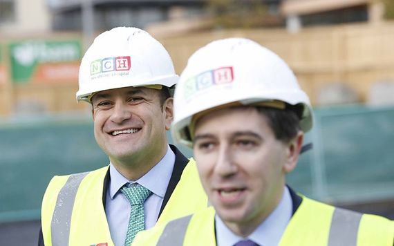 Leo Varadkar and Simon Harris on site at the National Children's Hospital.