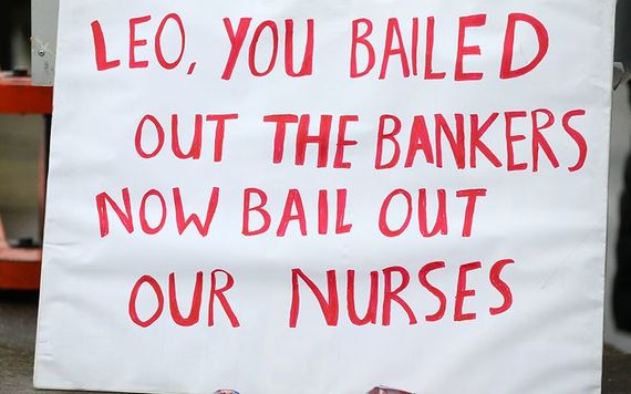 A placard held at the nurses strike earlier this week.