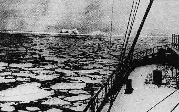 A photograph of the iceberg which the Titanic struck.