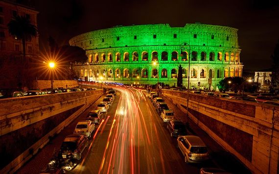 St. Patrick's Day Global Greening: The Colosseum, in Rome. 