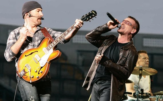 The Edge and Bono performing at a previous gig in Dublin.