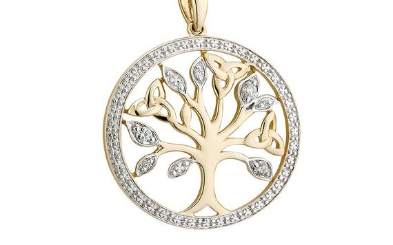 Weir & Sons: The celtic tree of life with ancient symbols all encrusted in diamonds.