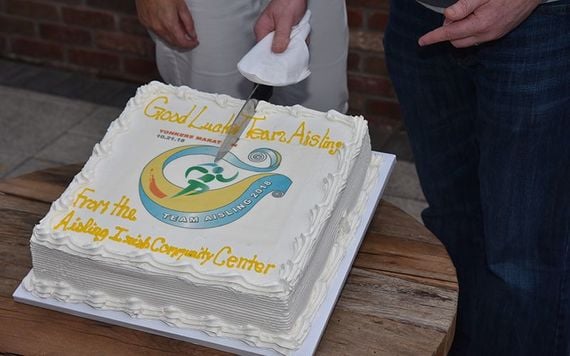 Cutting of the cake: And so begins Team Aisling's 2018 Yonkers Marathon training.