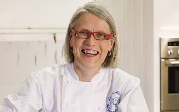 In her chef whites, Darina Allen.