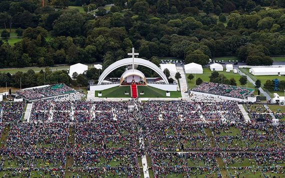 An aerial shot of the altar at the Papal cross in the Phoenix Park, Dublin.