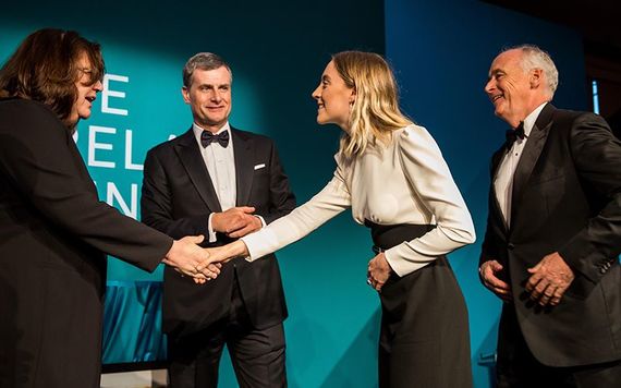 Honorees Eileen K. Murray, Co-CEO of Bridgewater Associates LP; Ronan Dunne, Executive Vice President & President of Verizon Consumer Group; and Saoirse Ronan, Academy Award Nominated Actress; and John Fitzpatrick, Chairman of The Ireland Funds America; meet at The Ireland Funds 44th Annual New York Gala on May 02, 2019 in New York City.