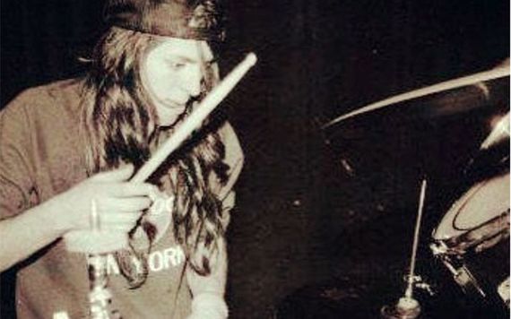 Dave playing drums in the 1990s.