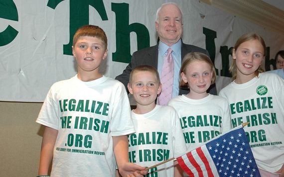 Senator McCain entering St. Barnabas Church in the Bronx for an April 2006 rally.