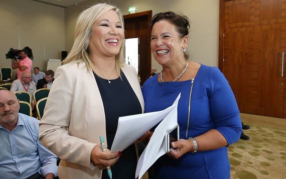 Northern Ireland Sinn Fein leader Michelle O'Neill with party President Mary Lou McDonald.