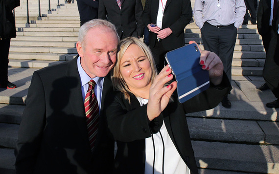 McGuinness earlier this year photographed with Michelle O'Neill at Stormont.