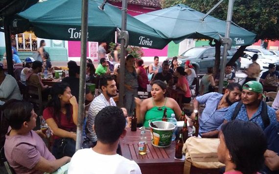 A busy Friday night outside O'Shea's Irish pub in Granada, Nicaragua. Photo: Ciaran Tierney