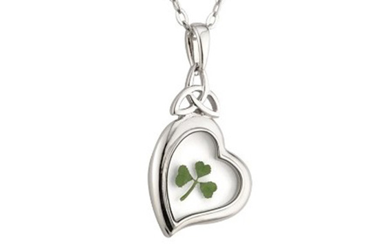 Living Shamrock Trinity Heart Pendant