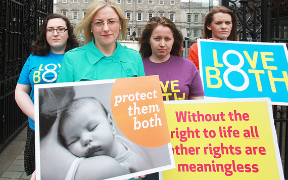 Pro-Life protestors outside Leinster House.