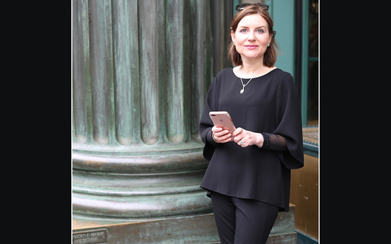 Shirt: Róisín Linnane, pendant: Martina Hamilton, earrings, Tracy Gilbert Designs, sleeves: Canopi. Photo: Clare Pearson.