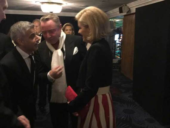 London mayor Sadiq Khan with Michael and Niamh Flatley at Irish Post awards.