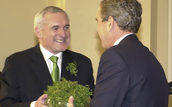 President Bush meeting with then Irish Taoiseach Bertie Ahern. Image: RollingNews.