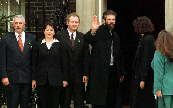 Sinn Fein delegation visit 10 Downing Street, the British Prime Minister's HQ, in London.