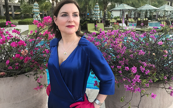 Dress: Squirrel Versus Magpie, gloves: Paula Rowan, earrings: Juvi Jewellery, necklace: Doyle Design Dublin.