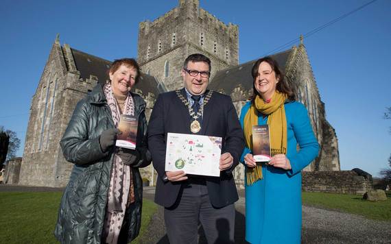 Pictured at the launch of the new St Brigid's Trail in Kildare Town were Mayor Martin Miley, Kildare Tourism development manager Aine Mangan and Sr Rita from Solas Bhríde. Image: Michael Donnelly/Kildare Tourism Board.