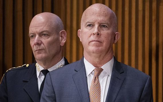 NYPD Chief of Department Terence Monahan and Commissioner James O'Neill.
