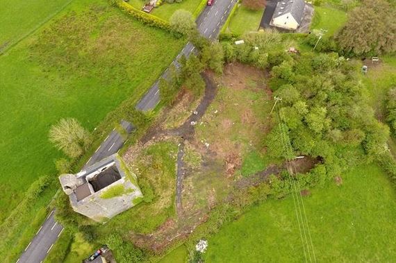 An aerial view of the site, including Mountcashel Castle, in County Clare.