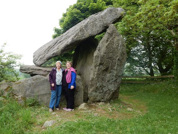 Kate and Brid Fitzpatrick at the 5,000 years old Kilmogue Dolmen just 15 minutes from Glenraha Farmhouse B&B. It’s known locally as “stone of the warrior/hero.”