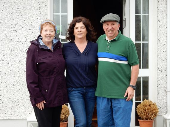 Kate and Mike on either side of Ross House B&B hostess Teresa O’Hara in Roscommon Town.