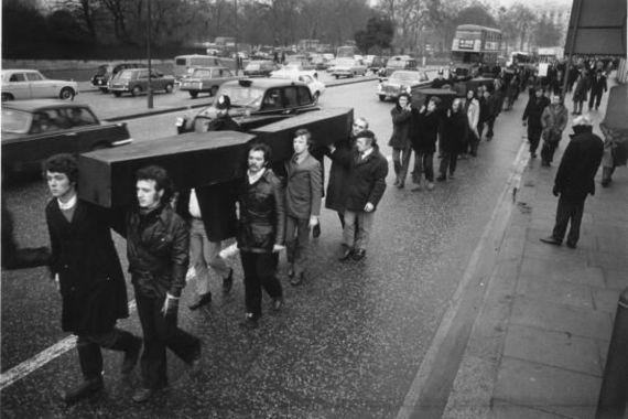 A protest demonstration in London against the Bloody Sunday massacre when 13 civilians on a civil rights march were shot dead by the British Paratroopers in Derry City. (Photo by Central Press/Getty Images)