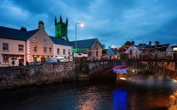 Beautiful old bridge over the River Fergus, in Ennis, lit by fairy lights.