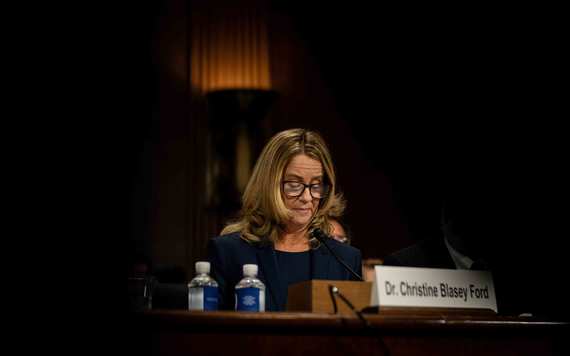 Christine Blasey Ford testifies before the U.S. Senate Judiciary Committee at the Dirksen Senate Office Building on Capitol Hill September 27, 2018 in Washington, DC. Image: Erin Schaff-Pool/Getty Images