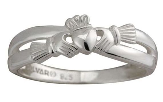 Claddagh Ring with Celtic Weaves from Solvar